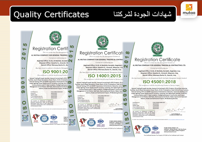 Al Mutaa is now ISO 9001, 14001, and 45001 certified!